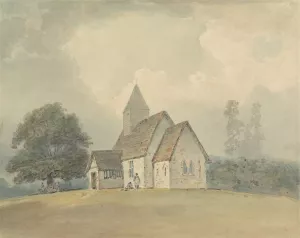 Church with Wooden Belfry. Oil painting by Samuel Davis