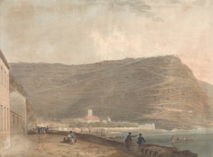 Coastal English Settlement Surrounded by Mountains by Samuel Davis Oil Painting