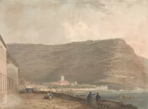 Coastal English Settlement Surrounded by Mountains by Samuel Davis Oil Painting