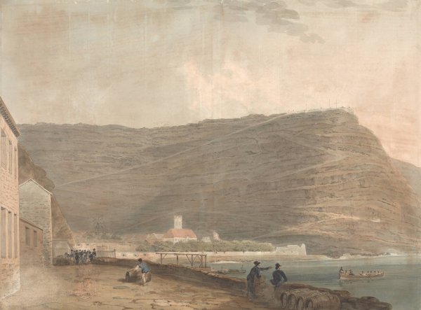 Coastal English Settlement Surrounded by Mountains by Samuel Davis - Hand-Painted Oil Painting Reproduction