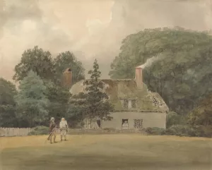Cottage on the grounds of Ayot St. Lawrence Hertfordshire by Samuel Davis Oil Painting