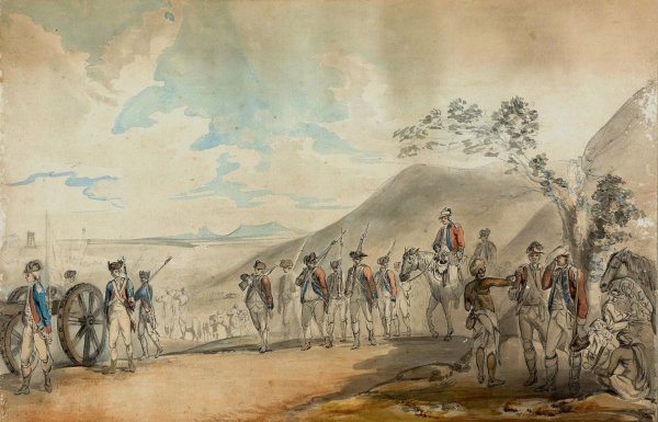 March of Troops in India  by Samuel Davis - Hand-Painted Oil Painting Reproduction