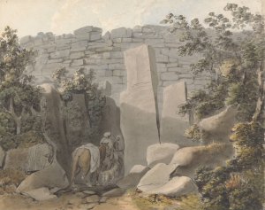 Native and Horseman by a Ruin by Samuel Davis Oil Painting