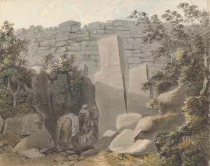 Native and Horseman by a Ruin Oil painting by Samuel Davis