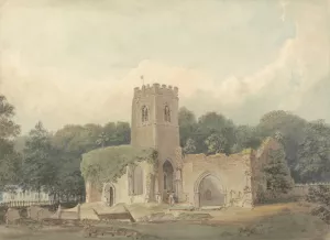 Old Church of St. Lawrence, Ayot St. Lawrence, Hertfordshire. by Samuel Davis Oil Painting