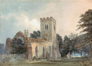 Old Church of St. Lawrence, Ayot St. Lawrence, Hertfordshire by Samuel Davis Oil Painting