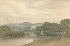 River Scene with an Unidentified Country House by Samuel Davis Oil Painting