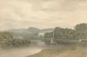 River Scene with an Unidentified Country House by Samuel Davis Oil Painting