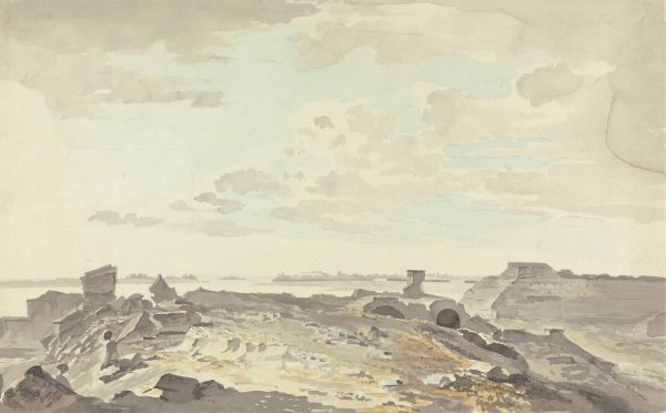 Ruined Fort on a River by Samuel Davis - Hand-Painted Oil Painting Reproduction