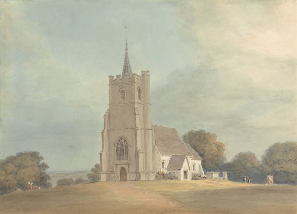 The Church in Knebworth Park by Samuel Davis - Hand-Painted Oil Painting Reproduction