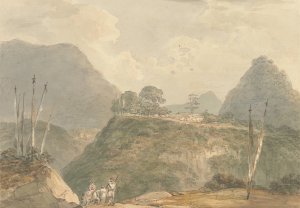 The Village of Buxadaur (Buxa Duar) (Thibet) by Samuel Davis Oil Painting