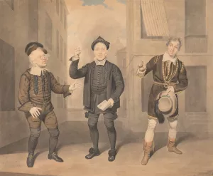 A Scene from a Play - Three Actors by Samuel De Wilde Oil Painting