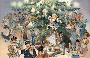 Puck's Christmas tree by Samuel Ehrhart Oil Painting