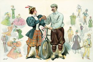 The bicycle - the great dress reformer of the nineteenth century! by Samuel Ehrhart Oil Painting