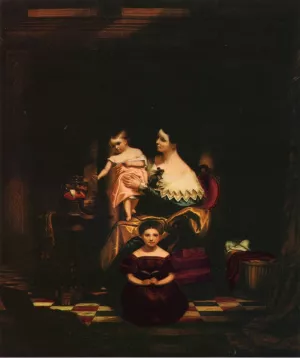 Mrs. Richard C. Morse and Her Two Children Elizabeth Ann and Charlotte also known as The Goldfish by Samuel Finley Breese Morse Oil Painting