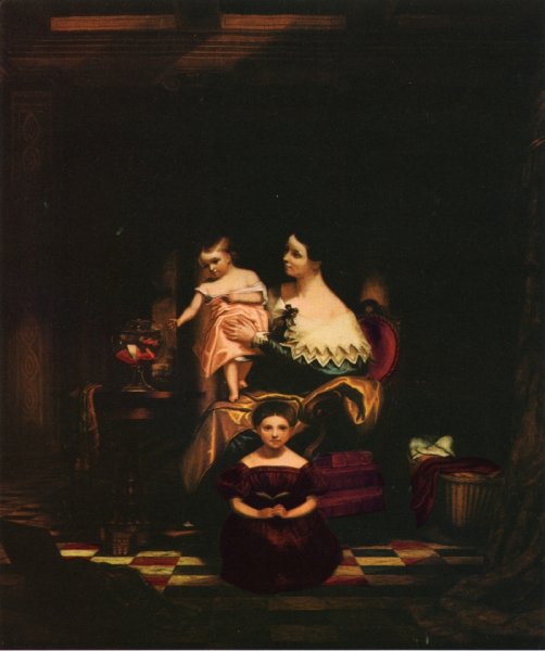 Main Product Photo of Mrs. Richard C. Morse and Her Two Children Elizabeth Ann and Charlotte also known as The Goldfish Painting by Samuel Finley Breese Morse
