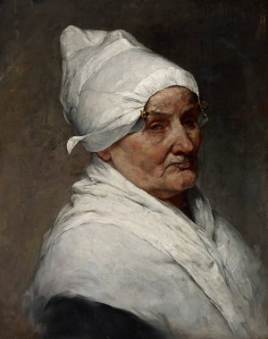 Old Peasant Woman by Samuel G. Richards Oil Painting
