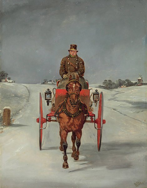 The Mail Cart in Winter by Samuel Henry Alken - Hand-Painted Oil Painting Reproduction