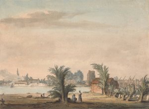 Putney Church and Bridge by Samuel Hieronymus Grimm Oil Painting