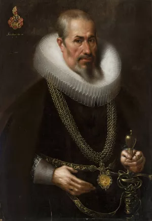 Portrait of a man in a frill by Samuel Hofmann Oil Painting