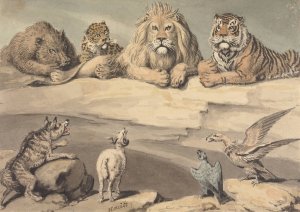 A Boar, a Leopard, a Lion, a Tiger, a Wolf, a Ram, and Two Eagles by Samuel Howitt Oil Painting