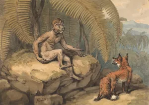 A Monkey and a Fox by Samuel Howitt Oil Painting