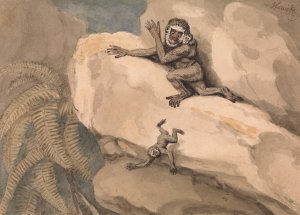 A Monkey and Young Oil painting by Samuel Howitt