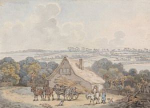 Landscape with Hay Cart before a Cottage by Samuel Howitt Oil Painting