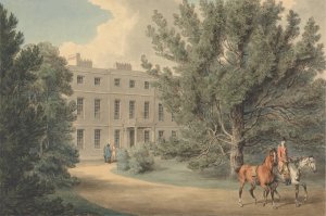 Rider Leading a Second Horse, Leaving the Grounds of a Country House by Samuel Howitt Oil Painting