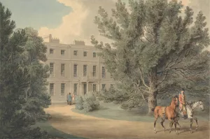 Rider Leading a Second Horse, Leaving the Grounds of a Country House by Samuel Howitt Oil Painting