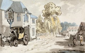 Riders Outside an Inn by Samuel Howitt Oil Painting