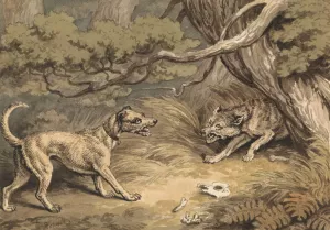 The Dog and the Wolf by Samuel Howitt Oil Painting