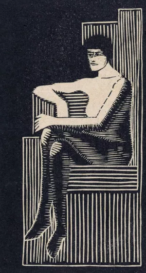 Zittend naakt in geometrische zetel by Samuel Jessurun De Mesquita Oil Painting