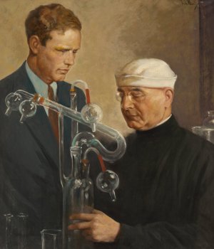 Charles Lindbergh and Alexis Carrel by Samuel Johnson Woolf Oil Painting