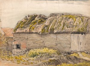 A Barn with a Mossy Roof, Shoreham Oil painting by Samuel Palmer