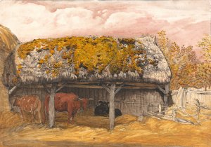 A Cow Lodge with a Mossy Roof by Samuel Palmer Oil Painting