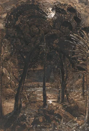A Moonlit Scene with a Winding River by Samuel Palmer Oil Painting
