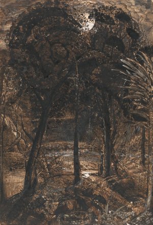 A Moonlit Scene with a Winding River by Samuel Palmer Oil Painting