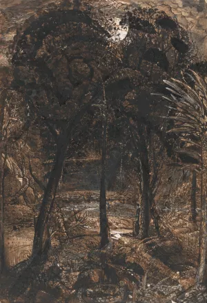 A Moonlit Scene with a Winding River by Samuel Palmer Oil Painting