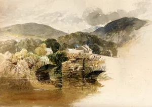 Beddgelert Bridge, North Wales Oil painting by Samuel Palmer