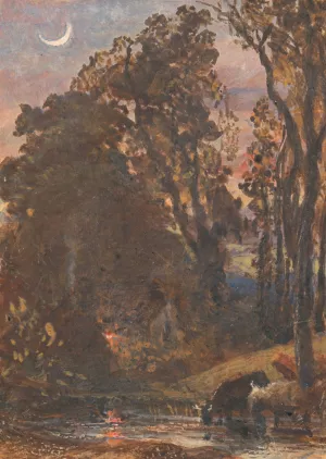 Evening, Cattle Watering by Samuel Palmer Oil Painting