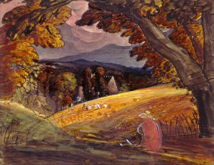 Harvesters by Firelight by Samuel Palmer Oil Painting