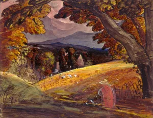 Harvesters by Firelight by Samuel Palmer Oil Painting