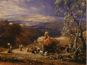 Harvesting Detail painting by Samuel Palmer
