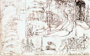 Sketchbook, Folio 5 Verso by Samuel Palmer - Oil Painting Reproduction