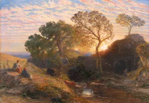 Sunset Oil painting by Samuel Palmer