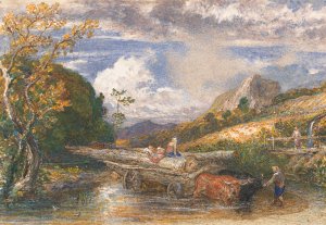 Timber Wagon Crossing a Stream by Samuel Palmer Oil Painting