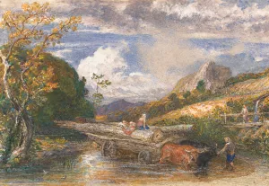 Timber Wagon Crossing a Stream by Samuel Palmer Oil Painting