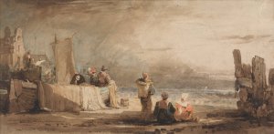 Figures on a Beach by Samuel Prout Oil Painting