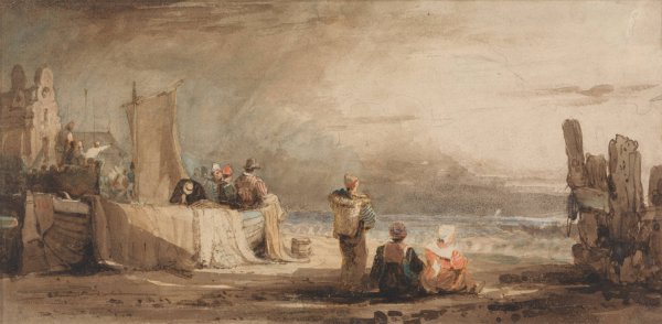 Main Product Photo of Figures on a Beach  Painting by Samuel Prout